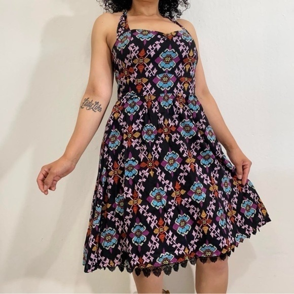 Anthropologie Edmé & Esyllte Primula Vintage Silhouette Halter Dress Size 0 - Picture 2 of 16